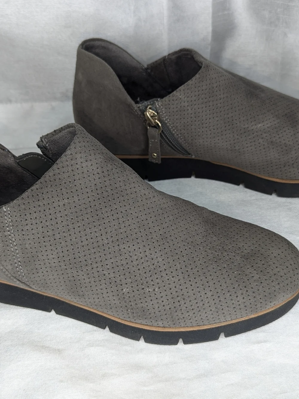 Dr. Scholl's Womans Gray Suede Slip-On Casual Shoes Side Zip US 7 Casual